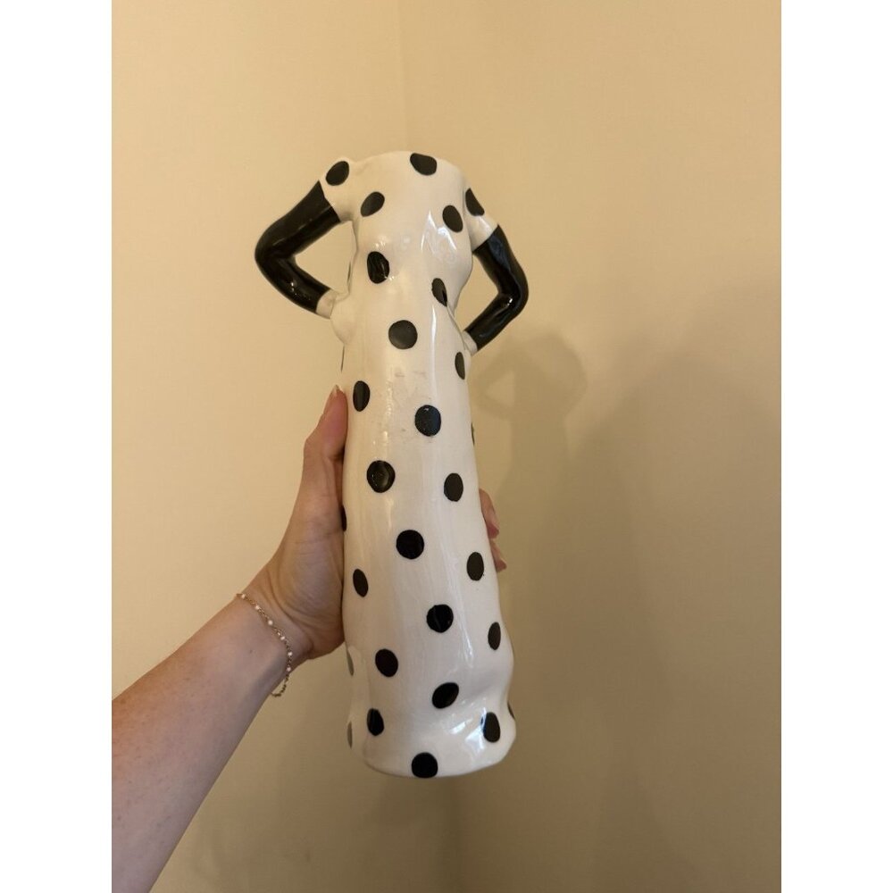 Terri Cody signed lady in a polka dot dress vase